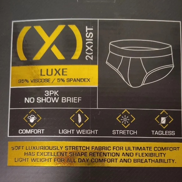 2xist Luxe No Show Brief - Navy Blue With Black Waistband  Gold Accents 3 Pack - Picture 3 of 7